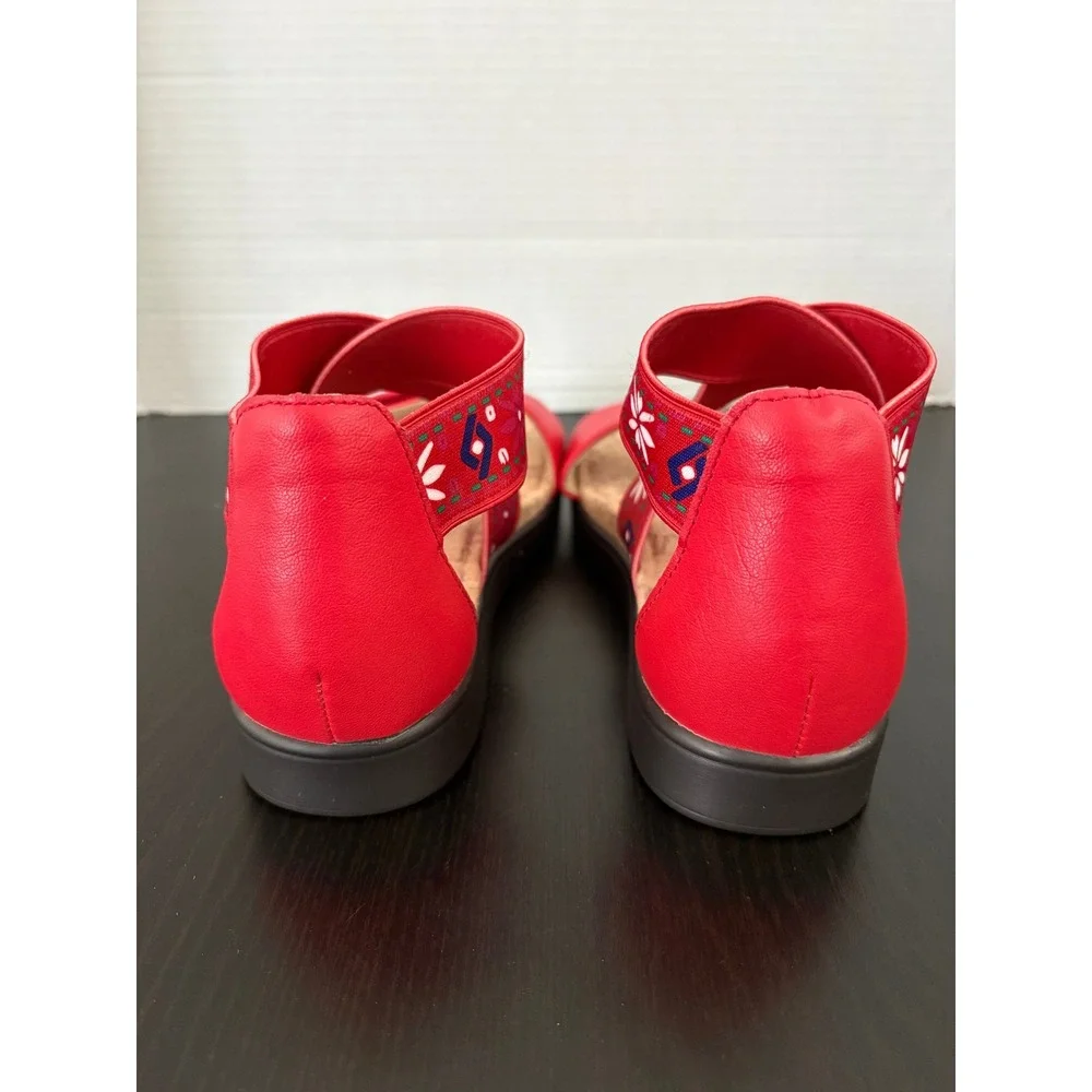 Alegria Women Ankle Strap Sandals LUC-7764 Size 36 Red Embroidered Floral 6 US